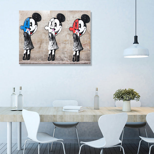 Three Girls with Mickey Mouse, Banksy Style