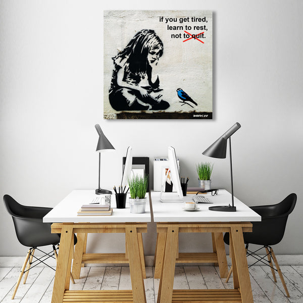 Banksy Girl with Blue Bird, Motivational poster