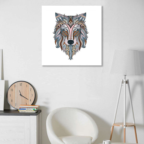 Colorful Wolf Ethnic Head, Digital Art