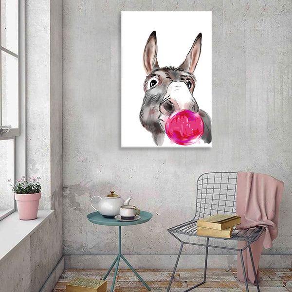 Donkey with Pink Bubble, Digital Art