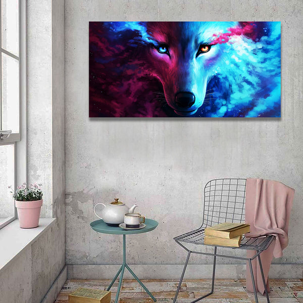 Wolf multi-color – Multi Panel Extra Large Metal Wall Art Print – newArtMix