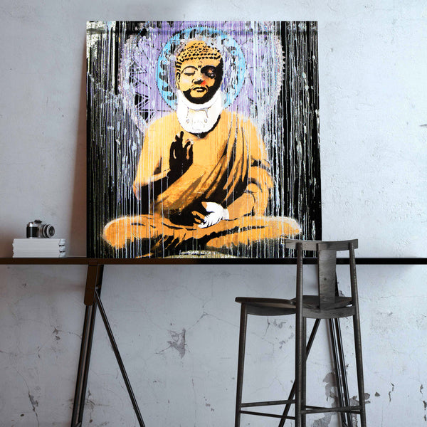Banksy Injured Buddha, Graffiti Street Art