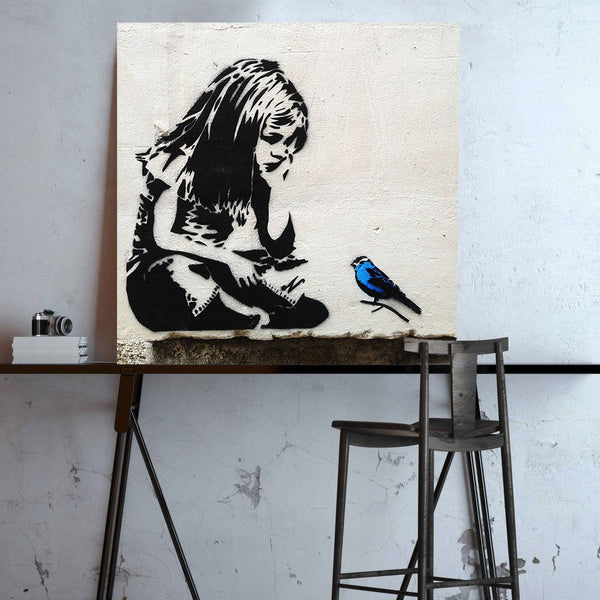 Banksy Girl with Blue Bird, Graffiti