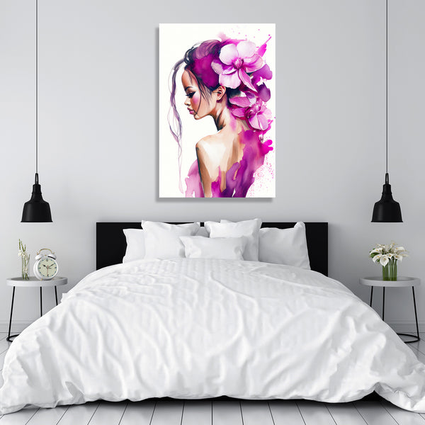 Woman Portrait with Orchids (2), Digital Art