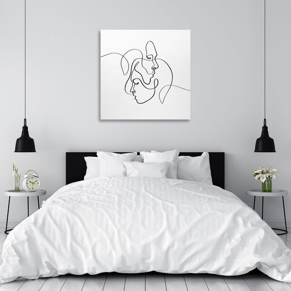 Couple in Love, Abstract One Line Digital Art