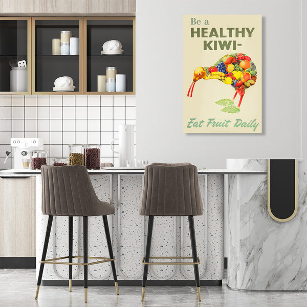 Be a Healthy Kiwi – Eat Fruits Daily, Vintage Poster