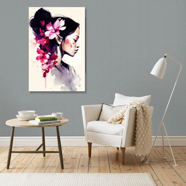 Woman Portrait with Orchids, Digital Art