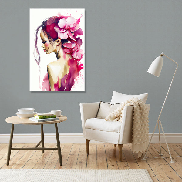 Woman Portrait with Orchids (2), Digital Art