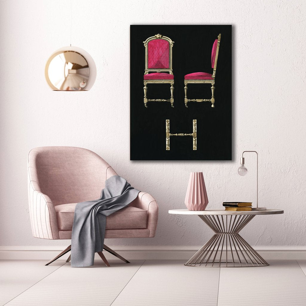Antique Burgundy Chair, Vintage Poster