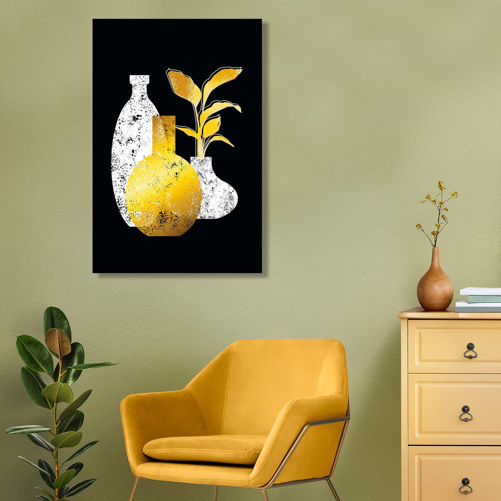 Gold and White Vases, Digital Art