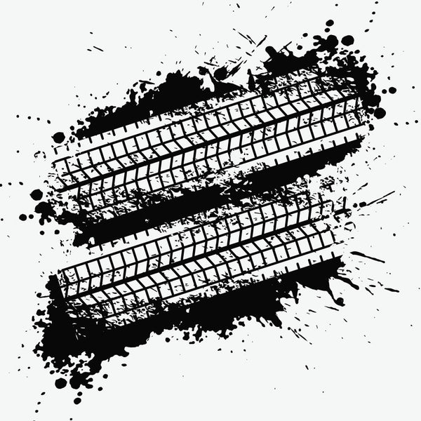 Tire Track Marks, Grunge Style Digital Art