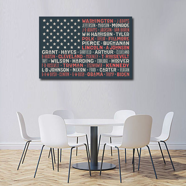 USA Flag with List of Presidents, Poster