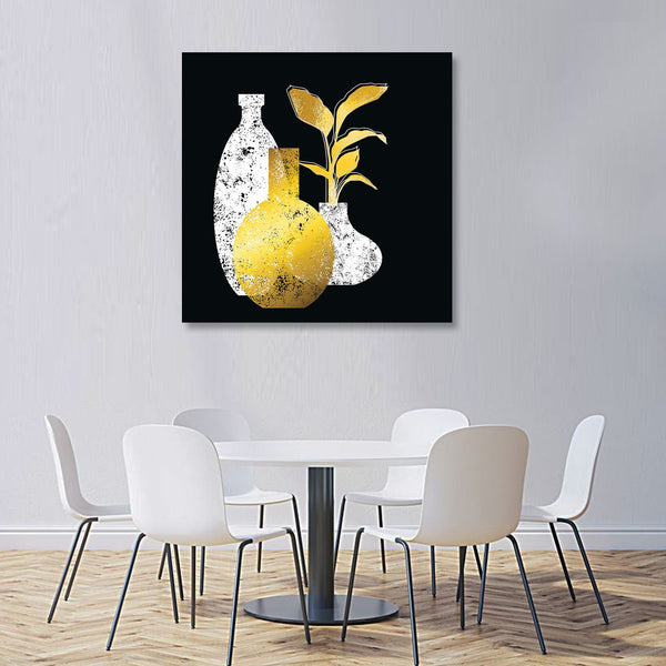 Gold and White Vases, Digital Art