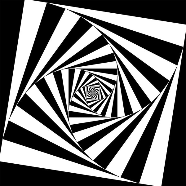 Black and White Abstract Psychedelic Spiral, Digital Art