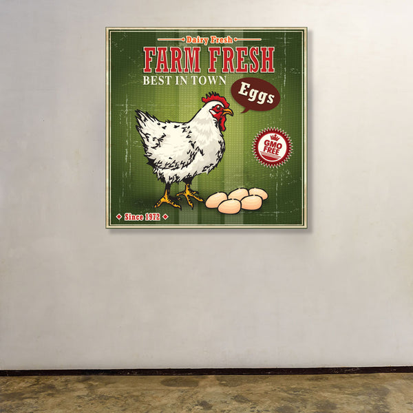 Fresh Eggs, Vintage Farm Poster