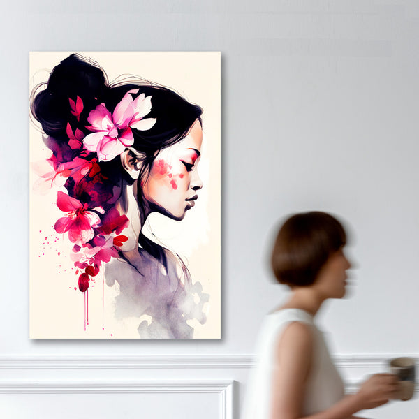 Woman Portrait with Orchids, Digital Art