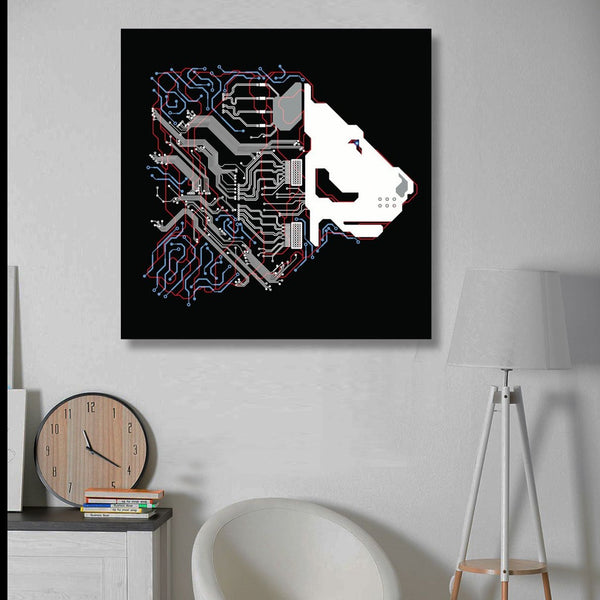 Lion Cyborg Circuit Board Pattern, Digital Art