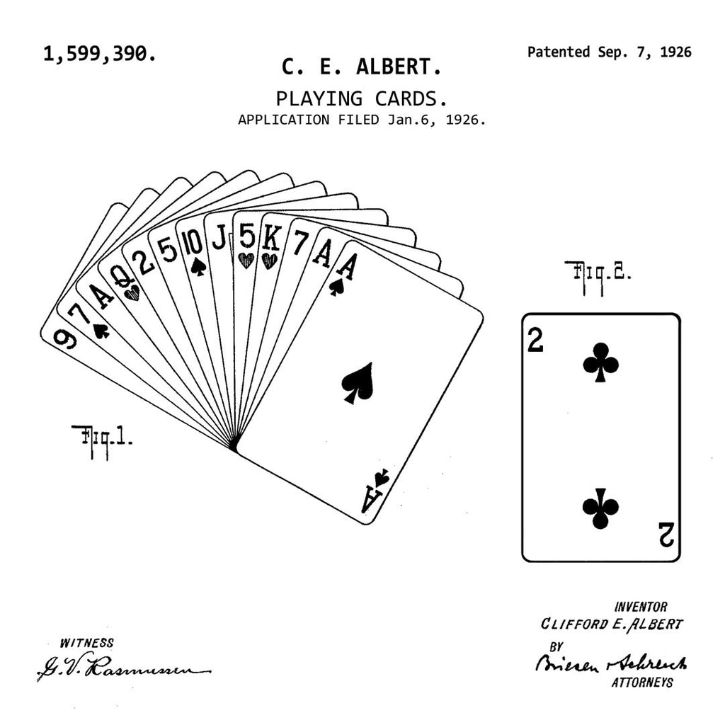 PLAYING CARDS (1926, C. E. ALBERT. Y) Patent Print